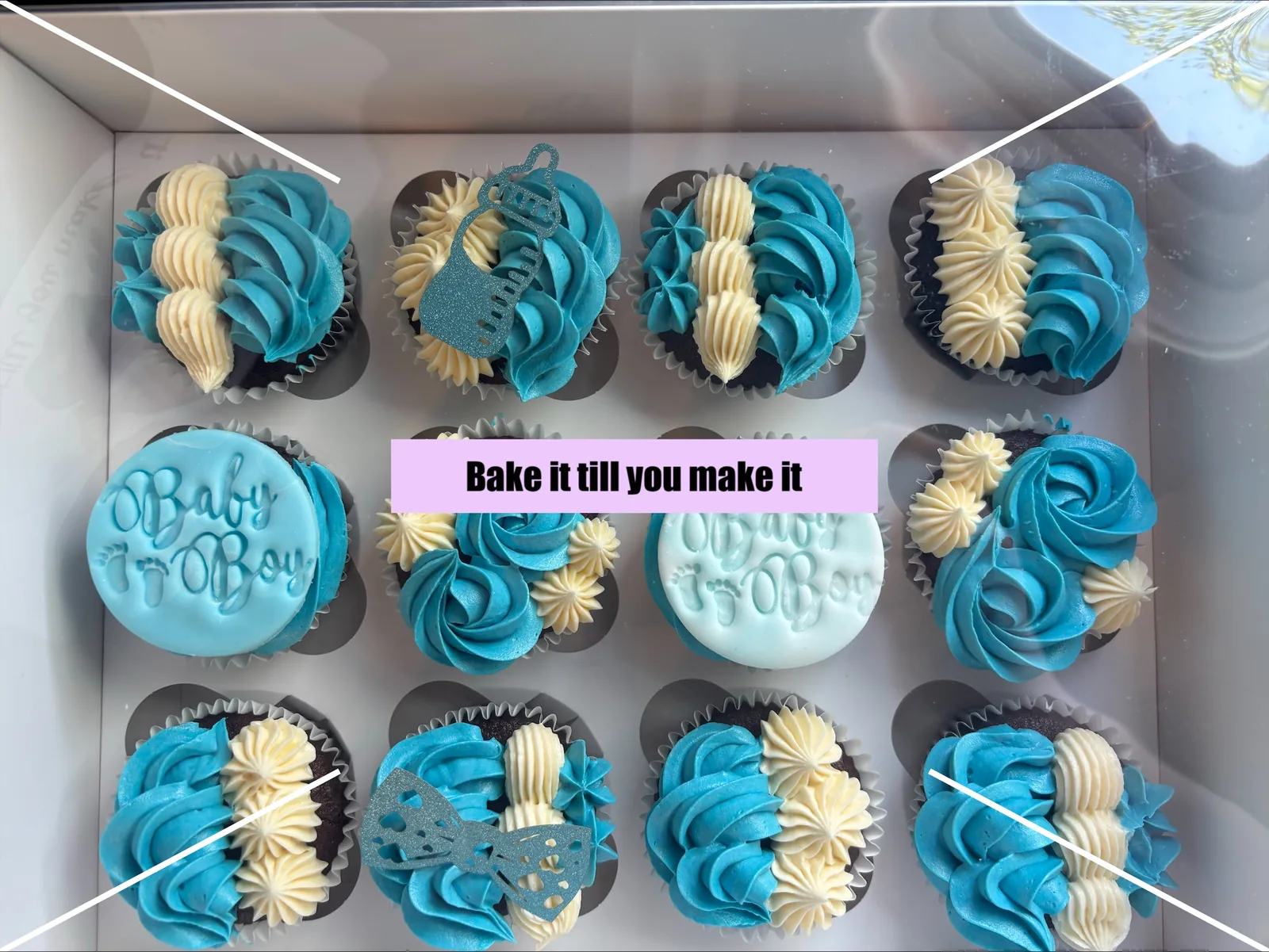 Blue cream birthday cupcakes