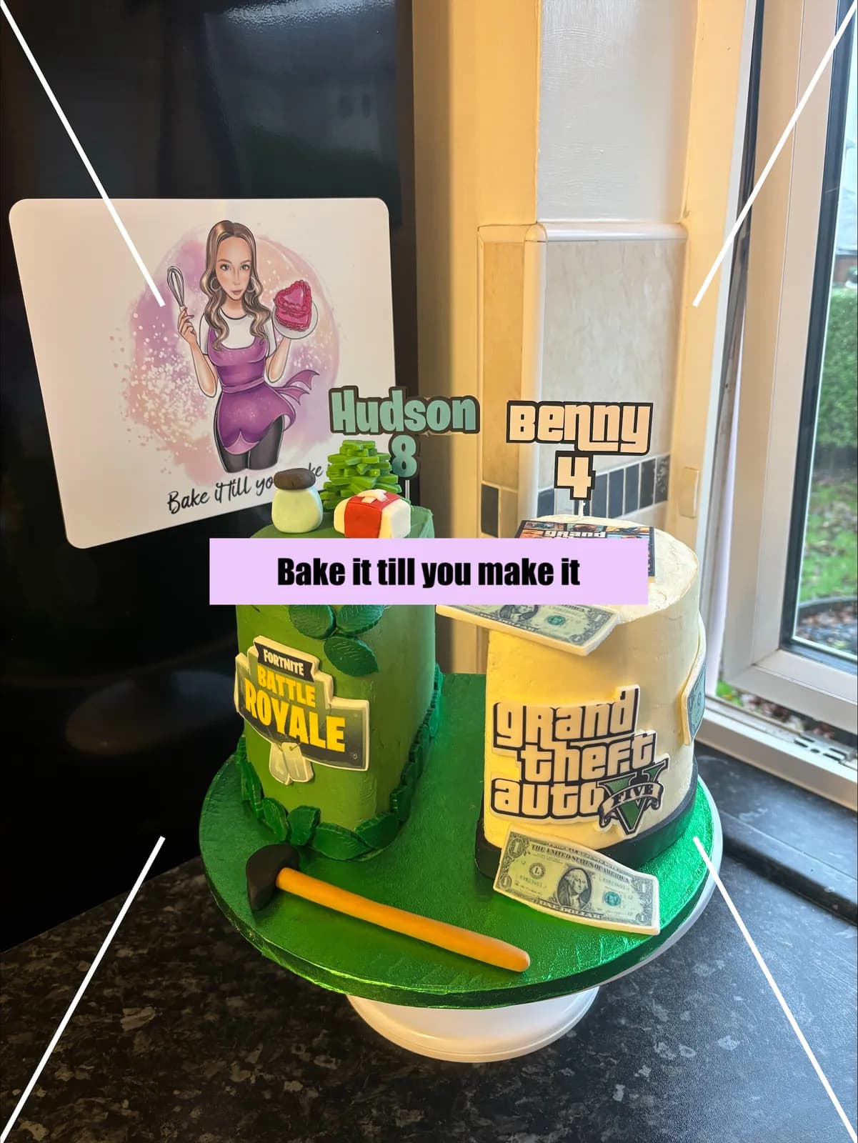 Fortnite and Grand Theft Auto birthday cake