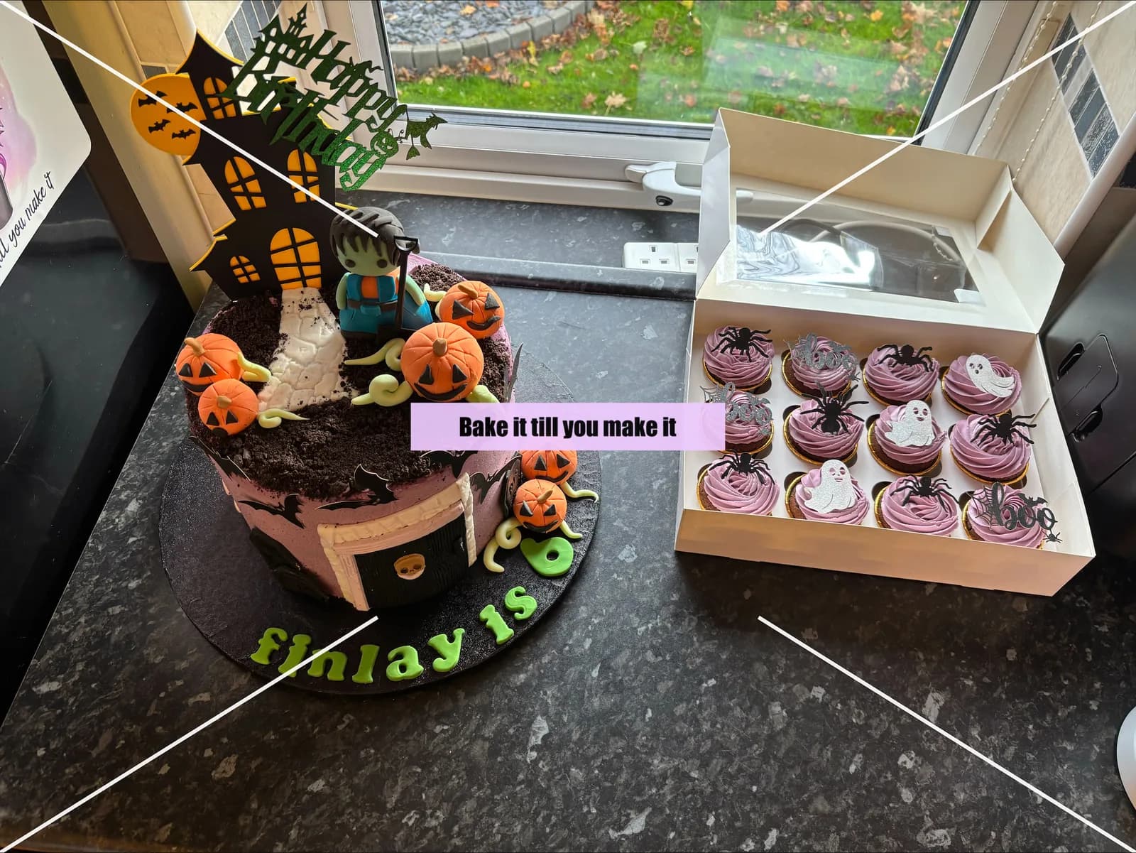 Halloween cake and cupcakes