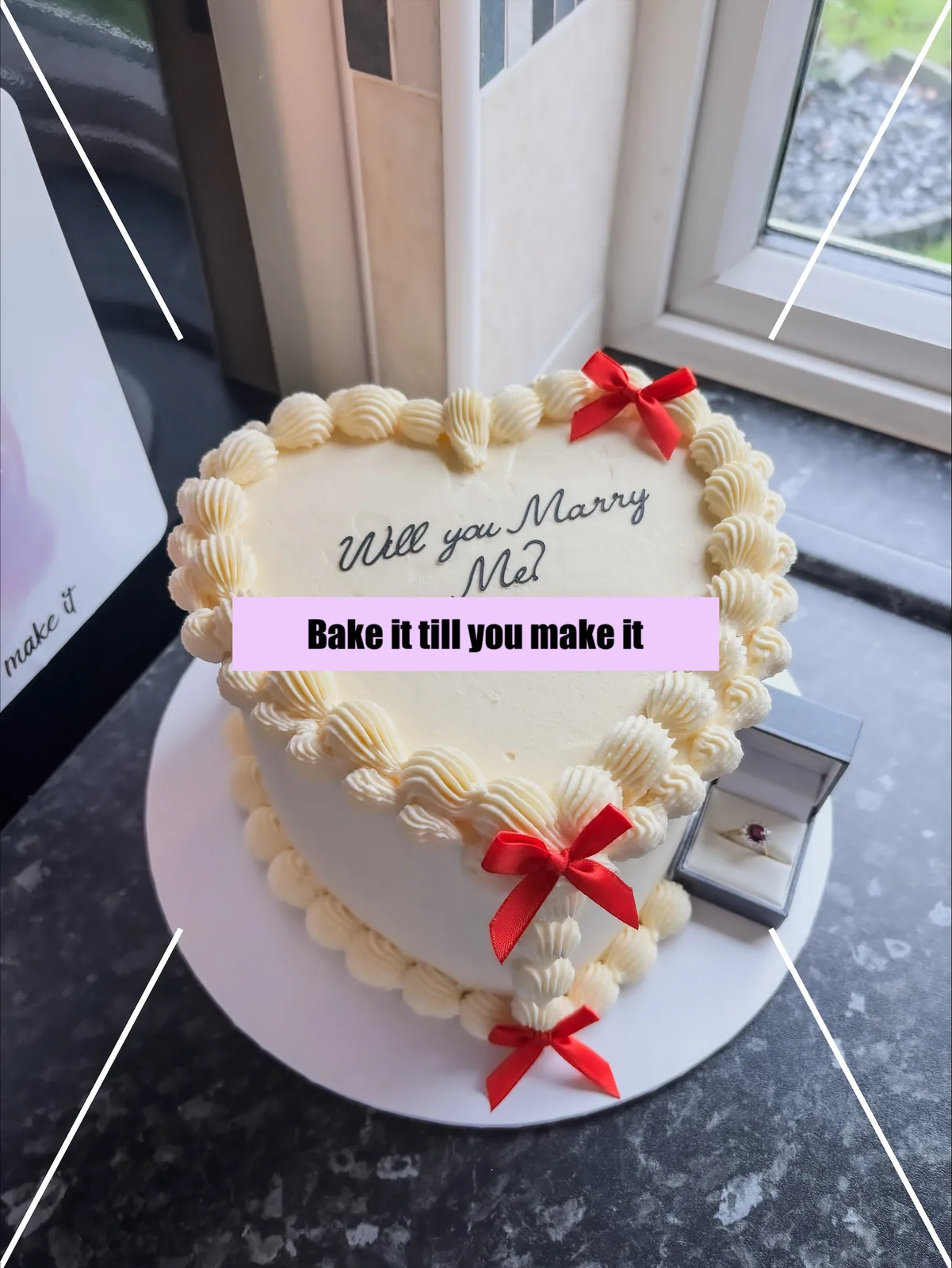 Just married heart wedding cake